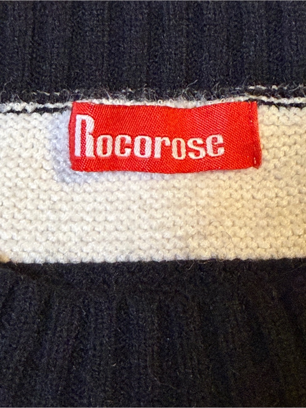Rocorose Black Ivory Striped Knit Sweater Y2K Preppy Large - Picture 4 of 4